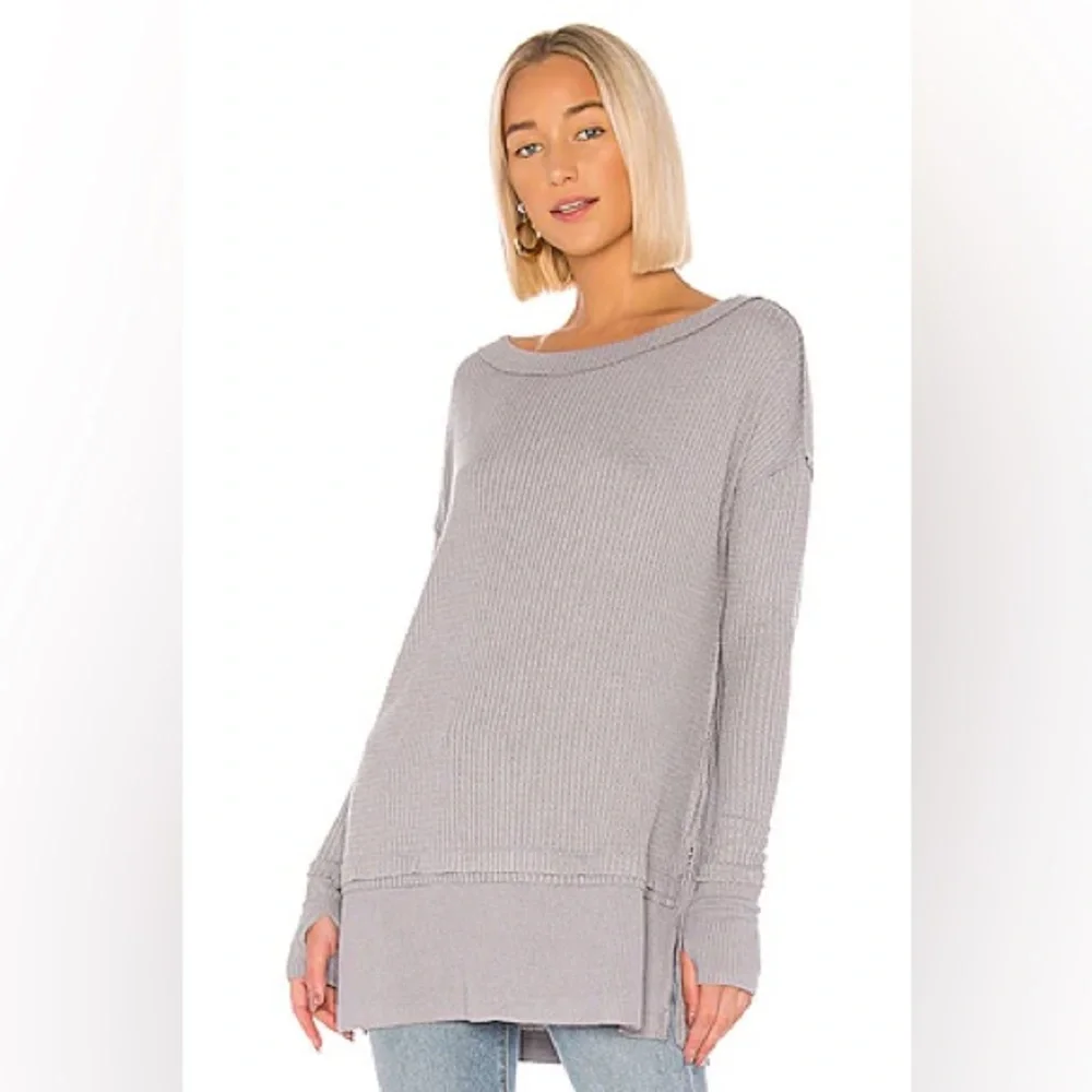 Free People We The Free North Shore Thermal Waffle Knit Top Small